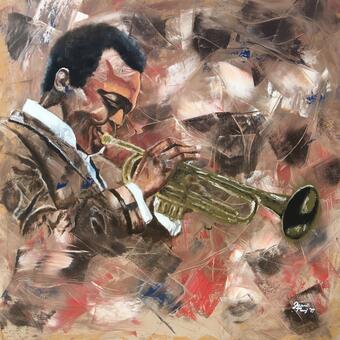 Oil & Acrylic Painting on Canvas of trumpet player Miles Davis
