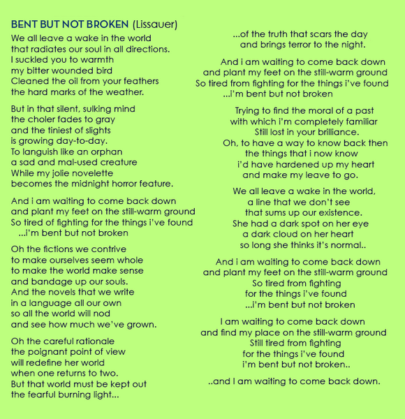 Bent but not Broken - lyric page
