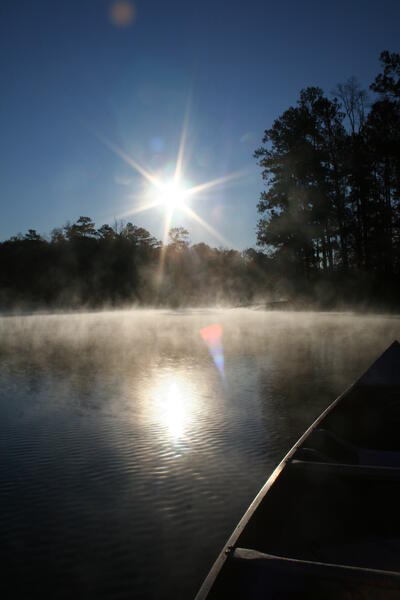 rising sun from canoe