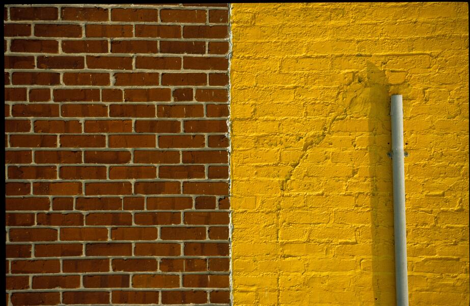 wall, yellow & brick