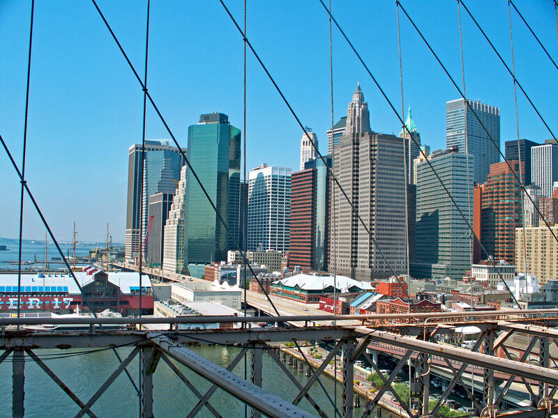 A View of Manhattan from the Brooklyn Bridge