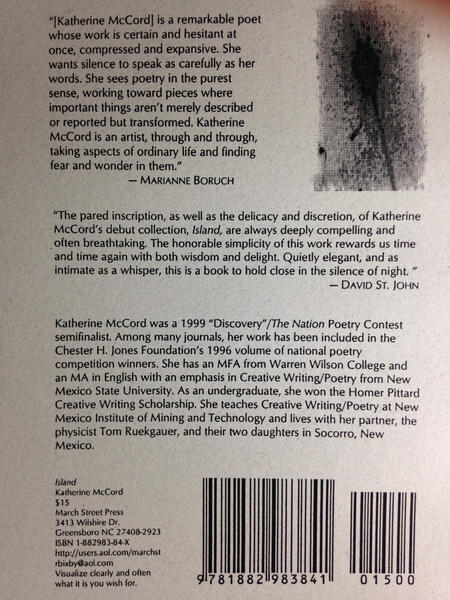 ISLAND, black and white, back cover