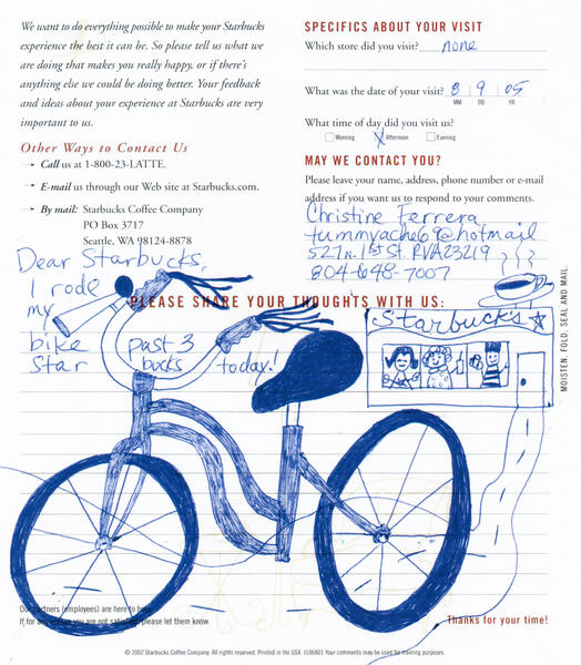 Starbux Diary Entry - Bike Drawing