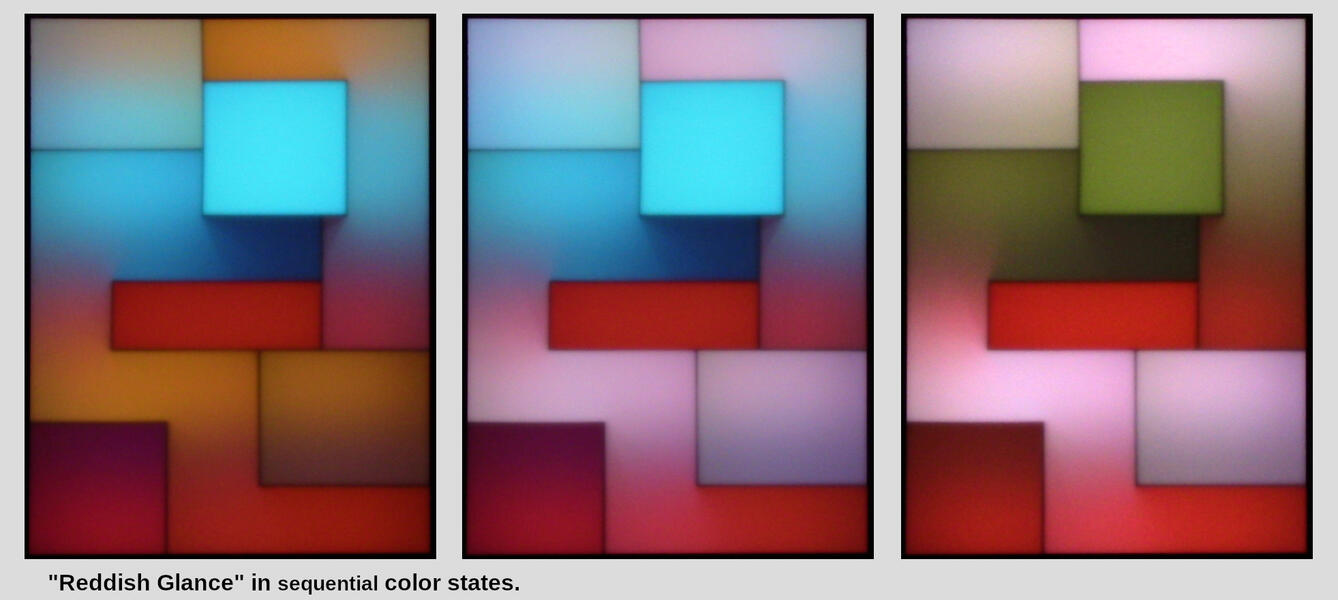 Reddish Glance in three successive color-states.