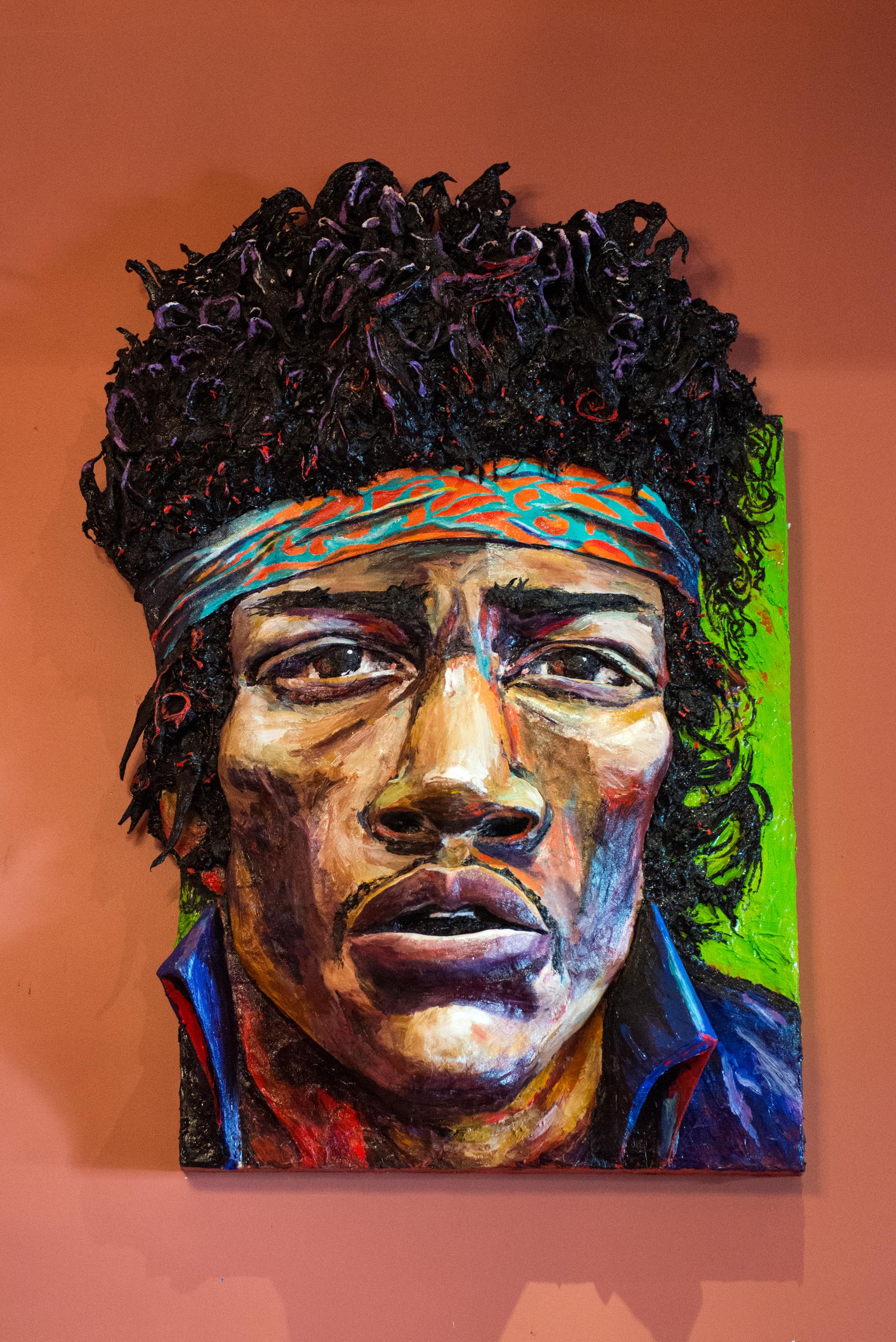 Built-Out Portrait of Jimi Hendrix by Artist Brett Stuart Wilson