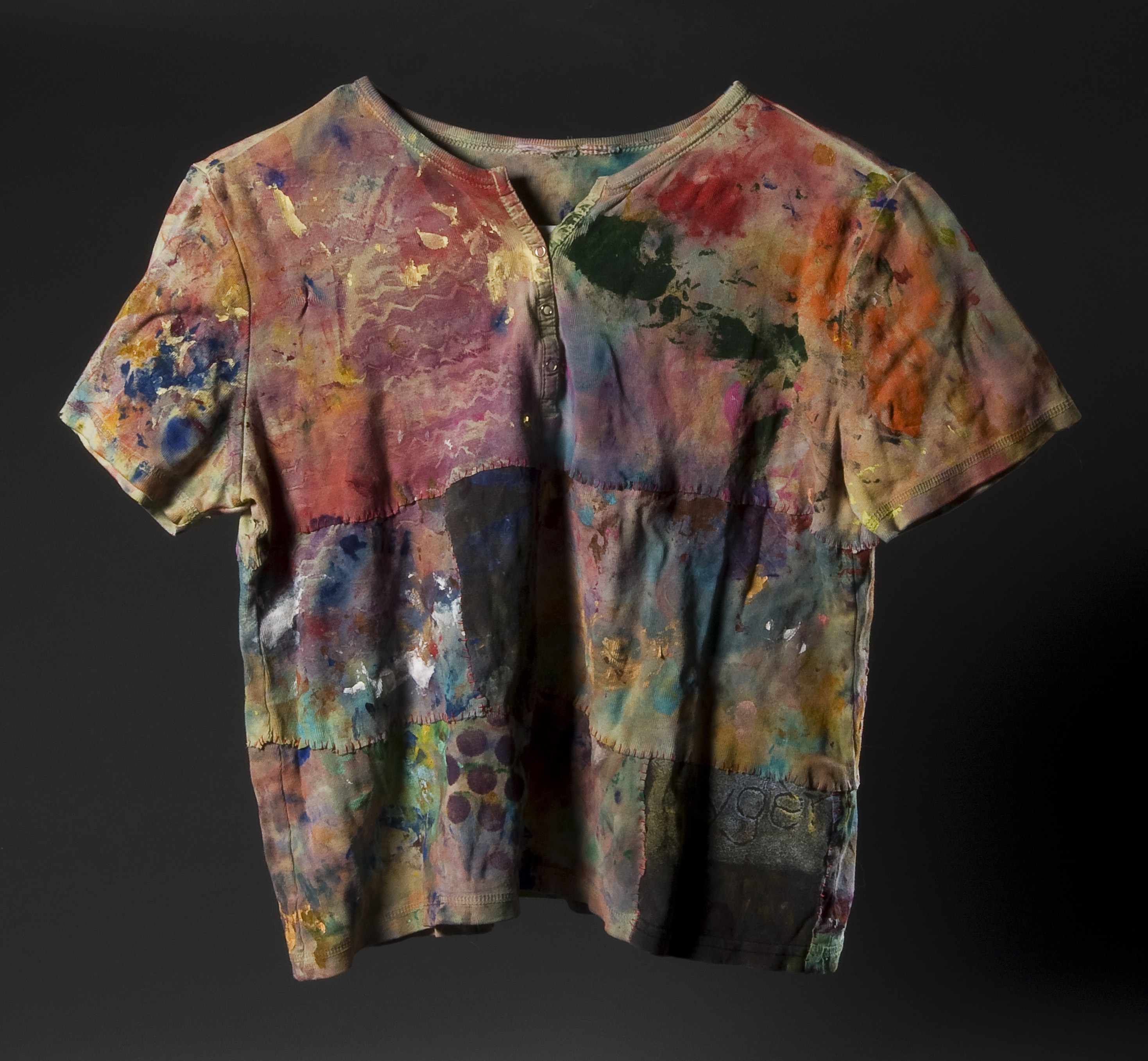 painting rag shirts, acrylic, painting, painting rags, sewing, thread, putting pieces back together, making a painting, shirts, t-shirts, sleeves, colors, paint, cleaning brushes, recycling, repurposing, painting history, wearable art, wearable paintings