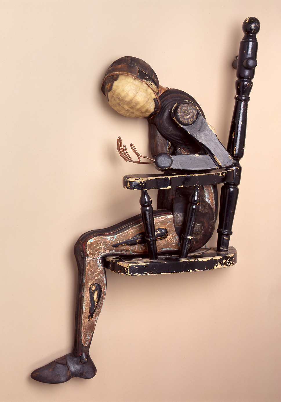 found objects, wall assemblage, mixed media, figurative, sculpture