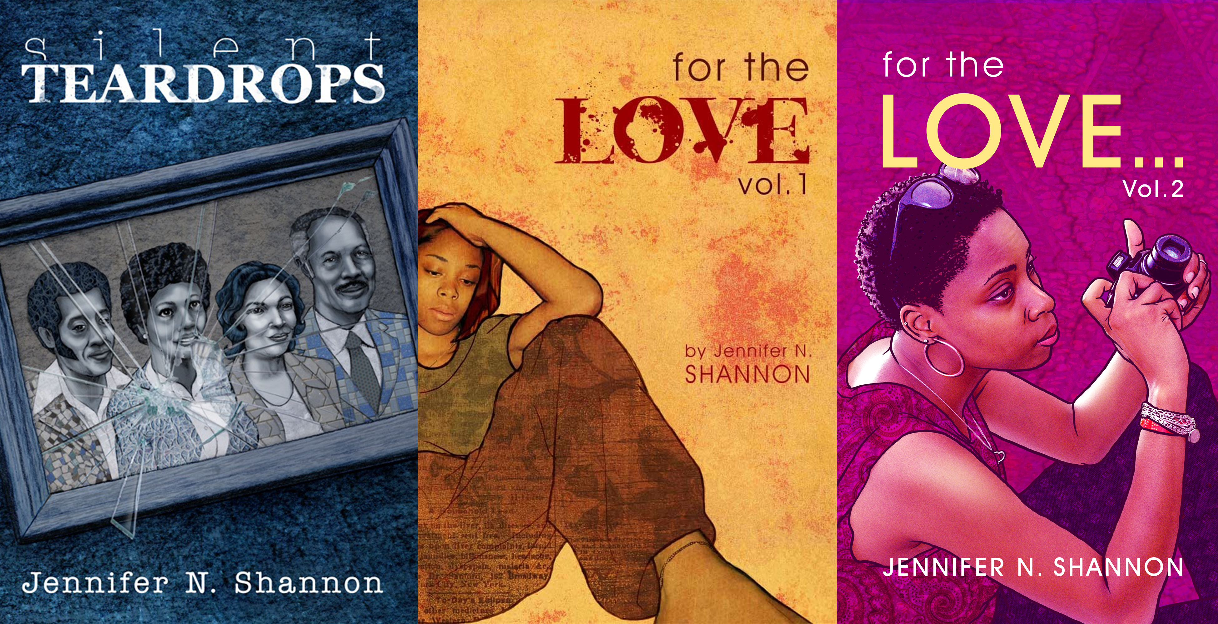Three book covers of work by Jennifer N. Shannon 