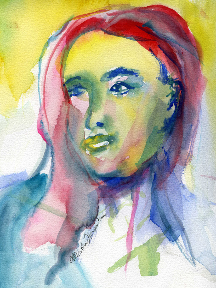 Watercolor of colorful face