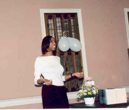 Jennifer N. Shannon standing up, talking to a crowd