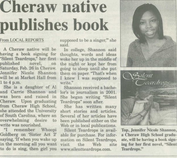 newspaper clipping that reads "Cheraw Native Publishes Book."