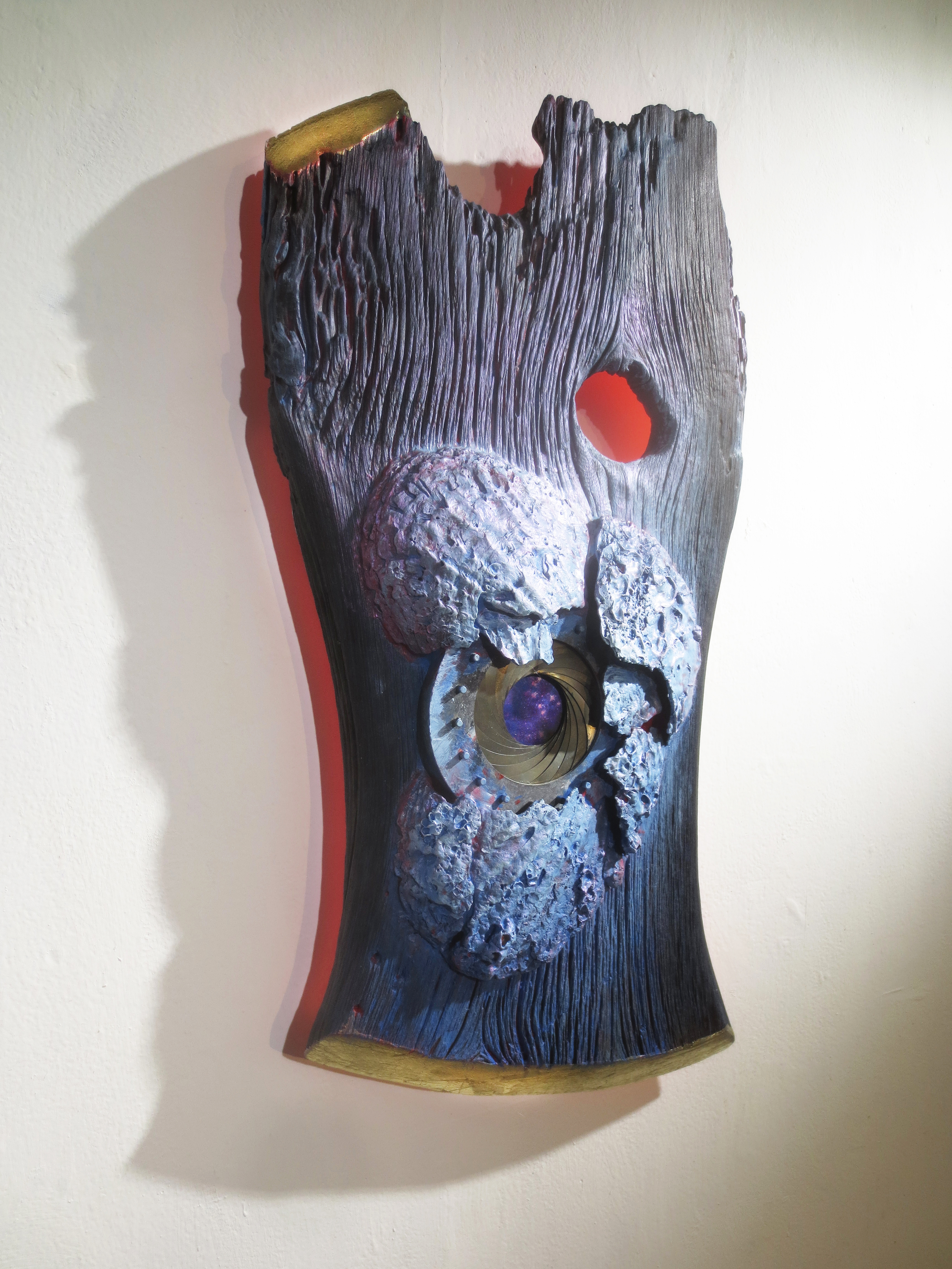 wood, sculpture, assemblage, mixed media, acrylic