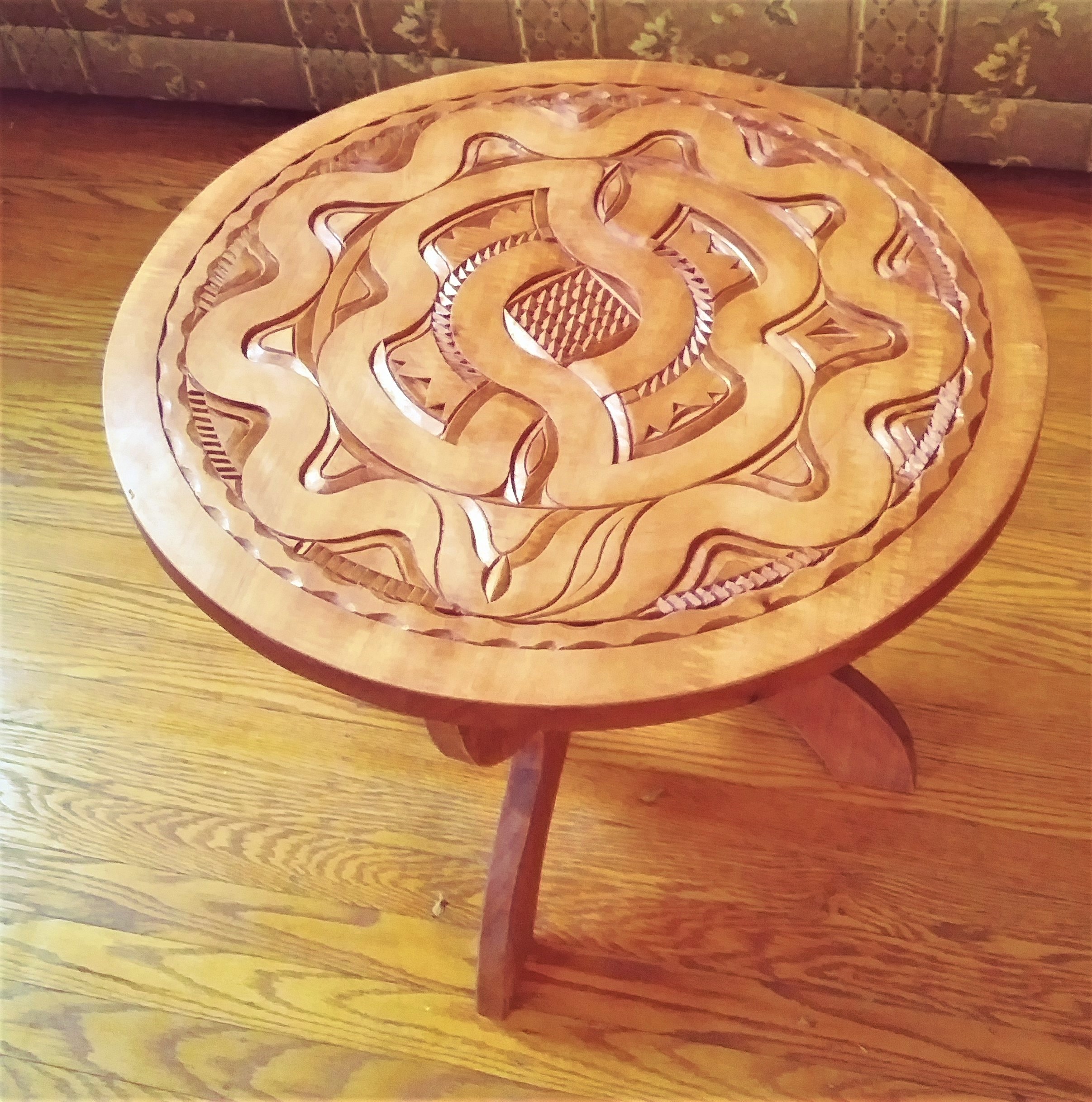 carved wood table top