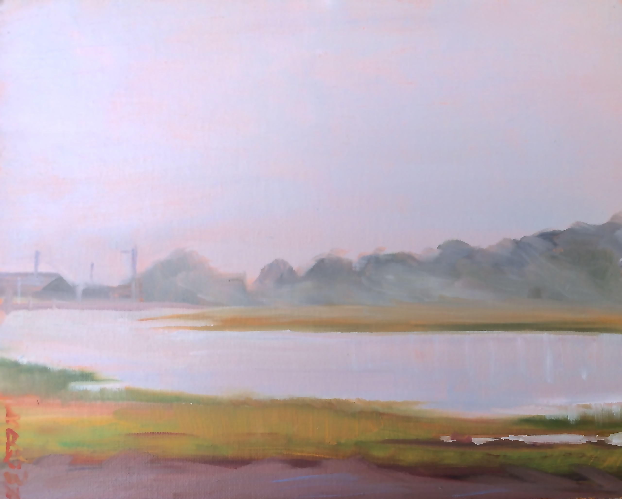 foggy morning Cape Cod painting by Jo Brown ©2016
