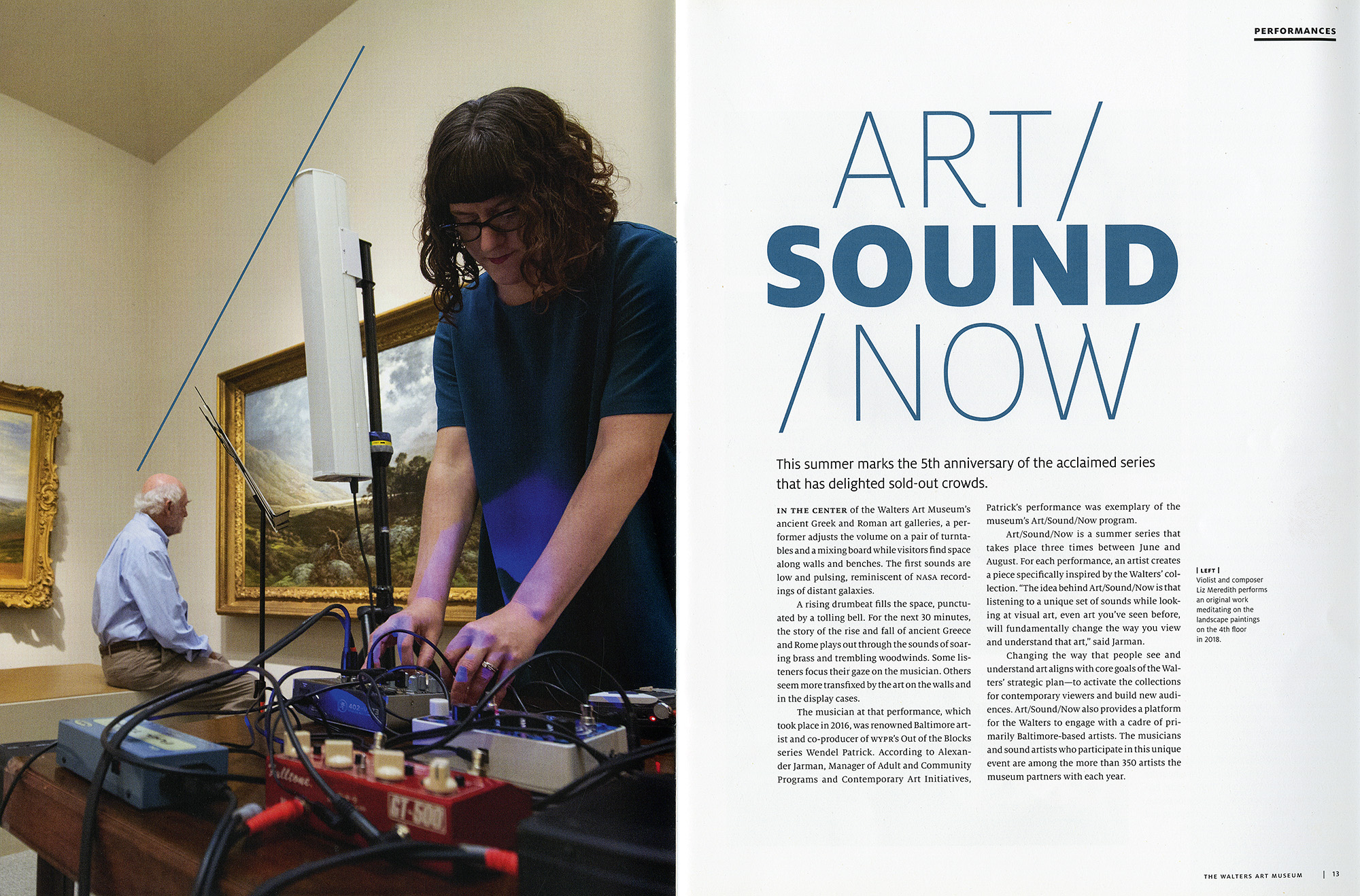 Violist and composer Liz Meredith performs an original work meditating on the landscape paintings on the 4th floor in 2018. The Walters Museum Members Magazine (Summer, 2019).