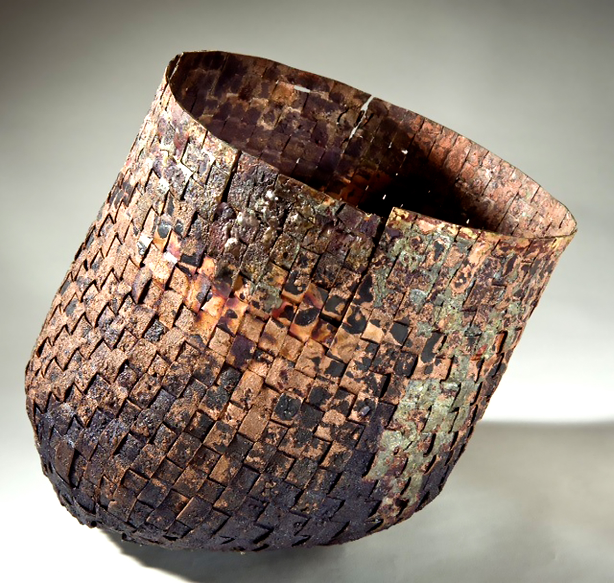 #copper, #woven metal, #woven copper, #recycling, # environmental art, #tea bowl, #basket, #baskets, #woven copper baskets, #woven metal baskets