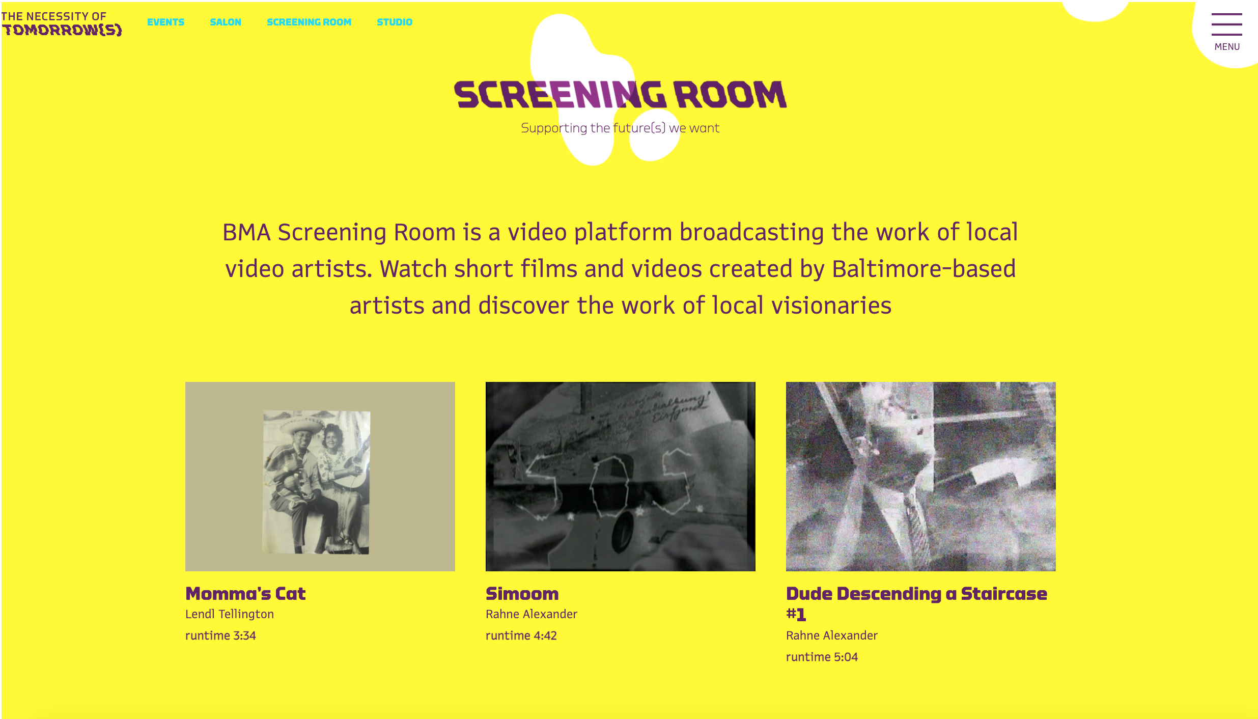 BMA Screening Room login screen