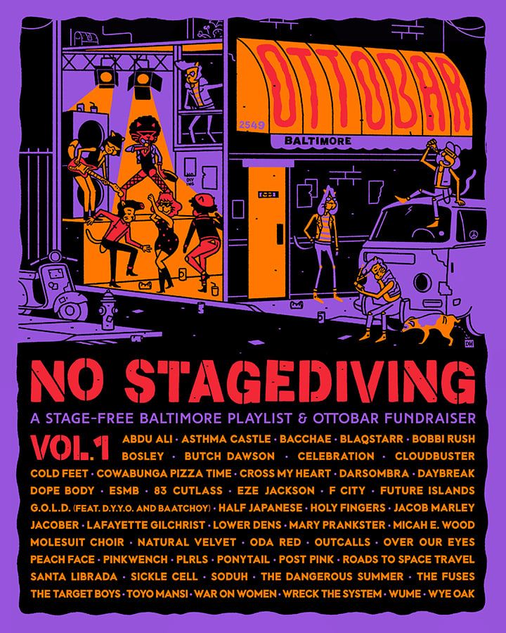 Cover art for No Stagediving, the Ottobar's Baltimore music benefit album