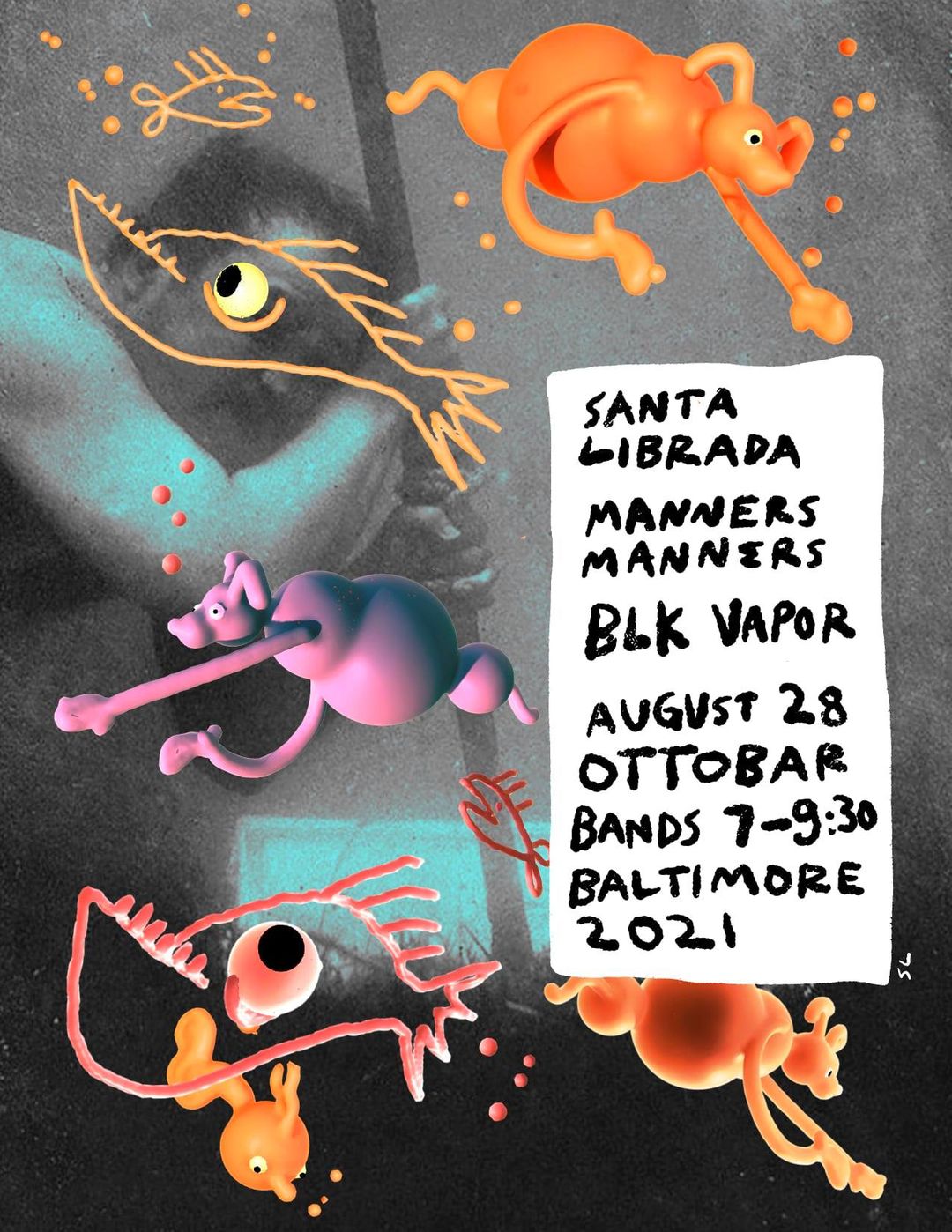 Flyer for the Ottobar show, August 2021