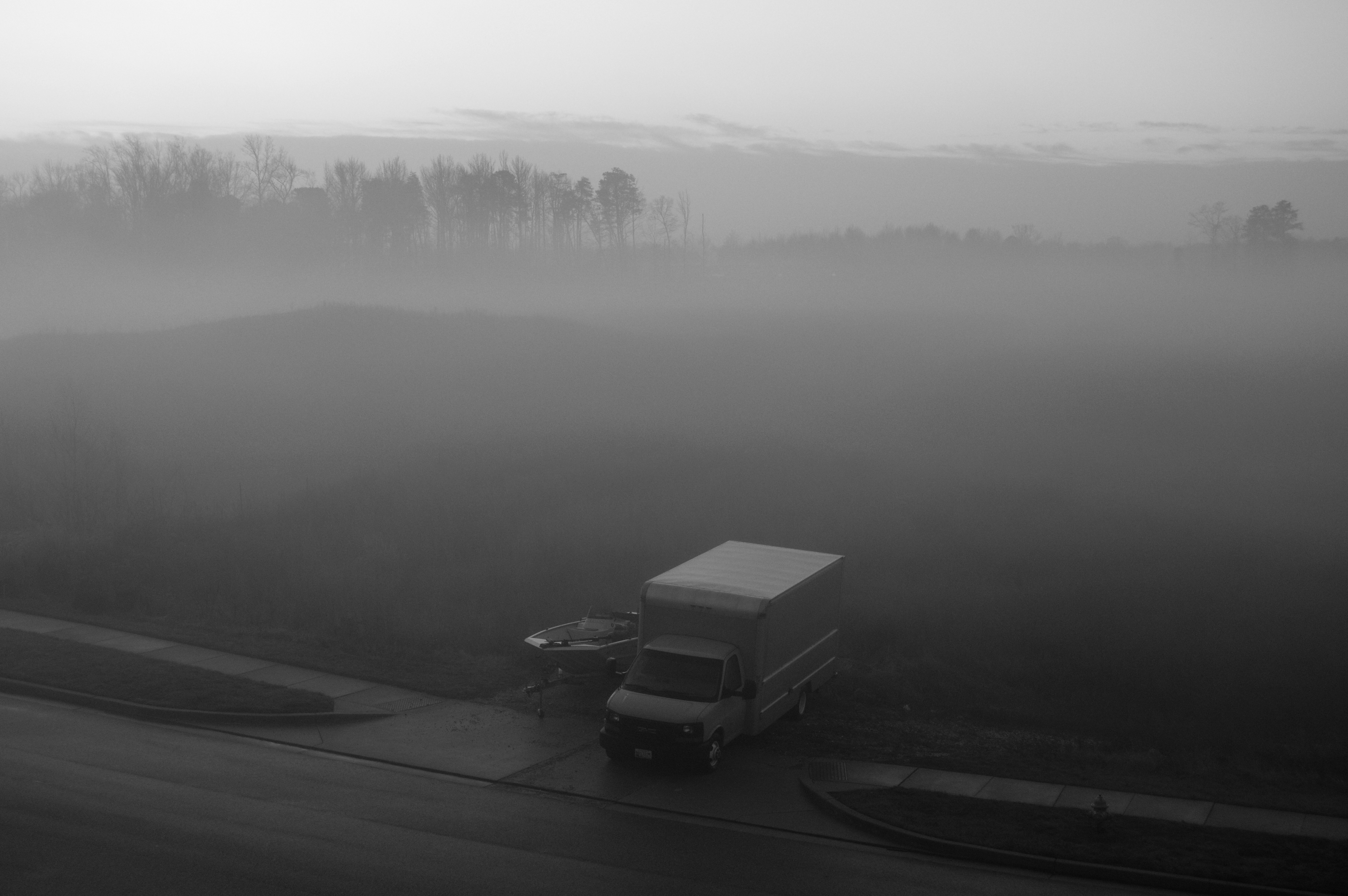 Truck and Boat in the Fog