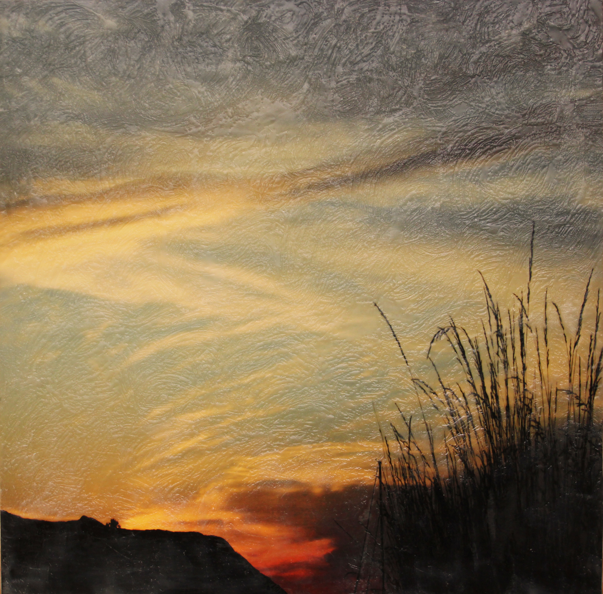 Encaustic, Photograph, Landscape, Sunset, Sky