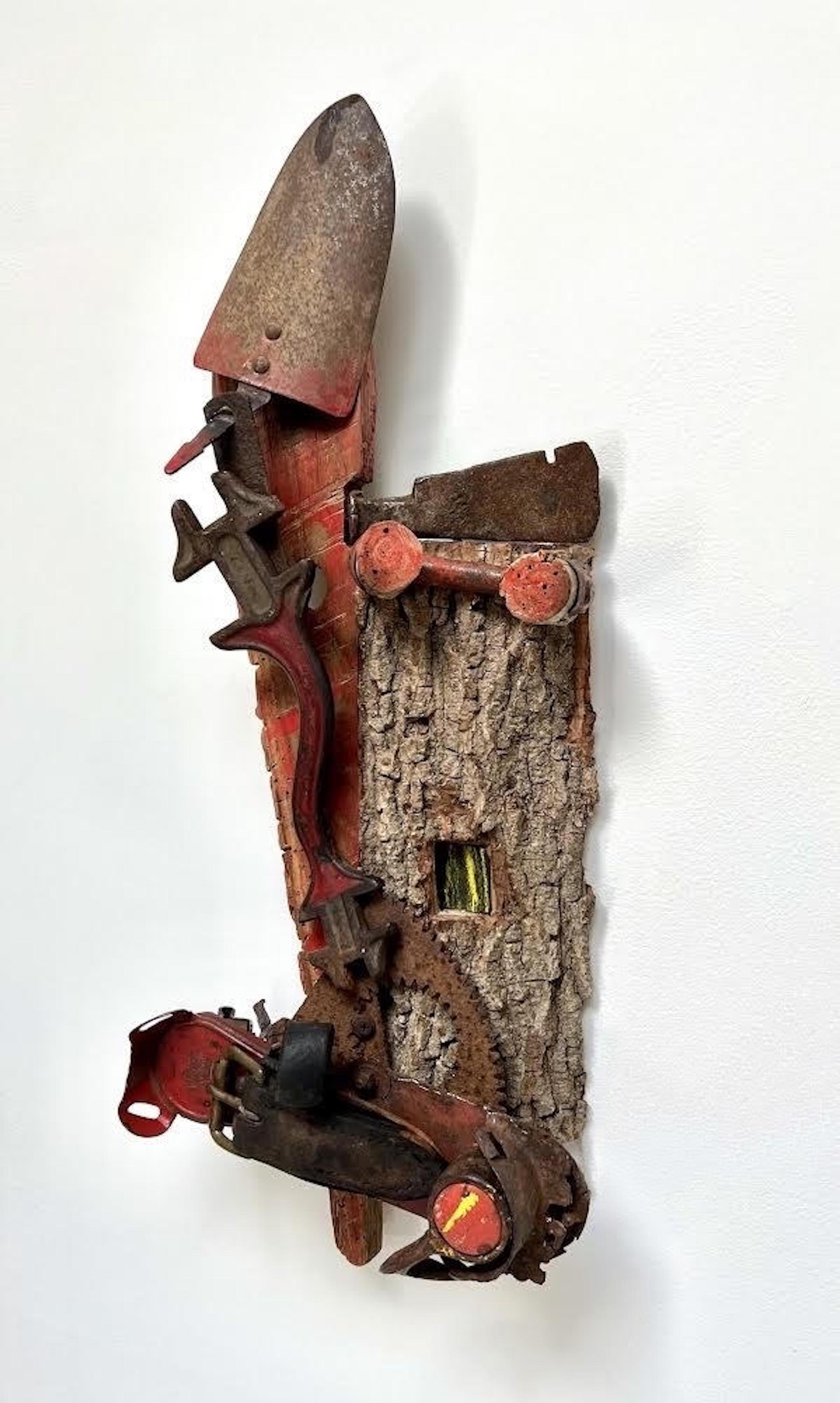 repurposed, found objects, wall assemblage, horse, mixed media