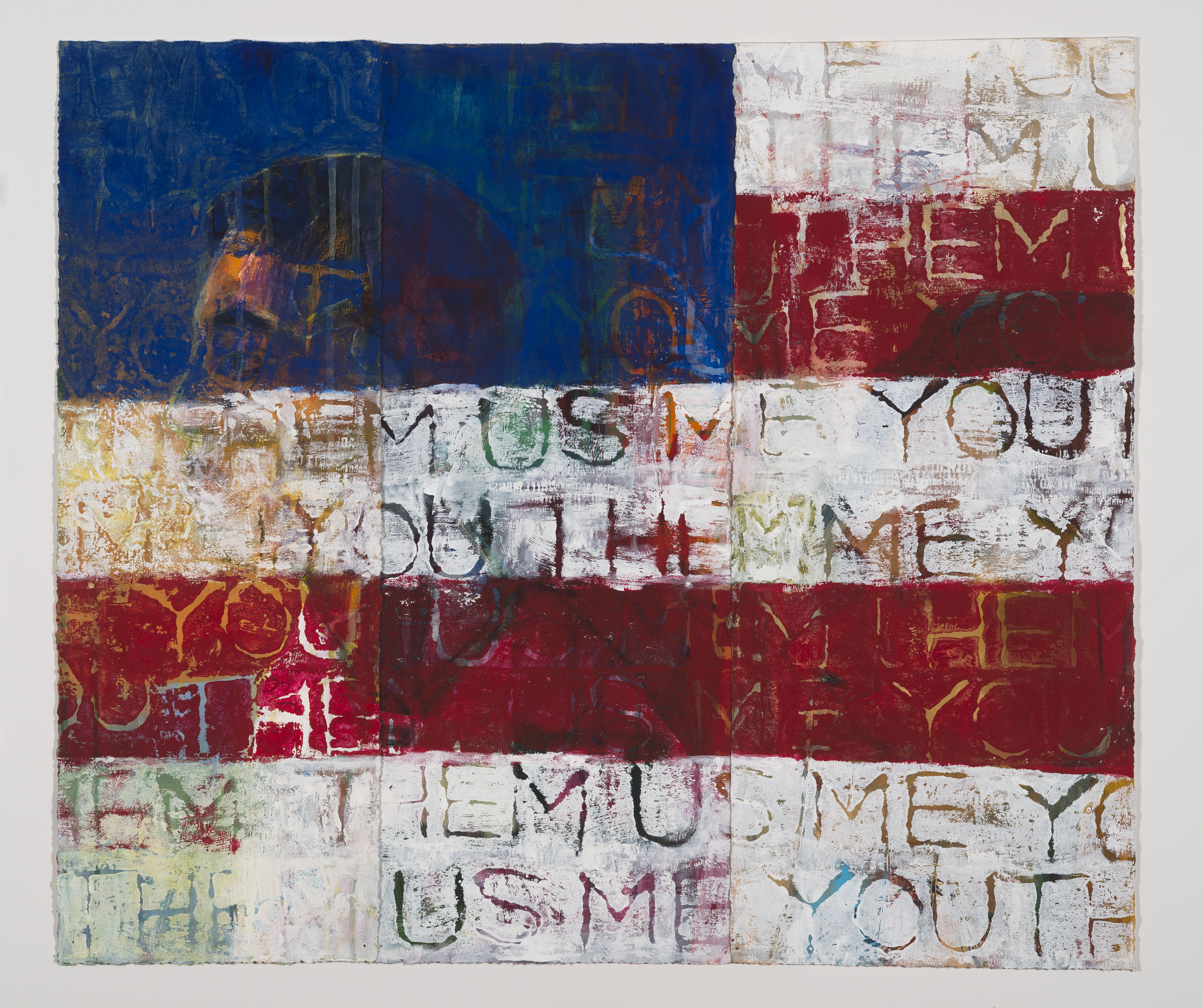 untitled flag, mixed media, citizenship, American, painting, stamps