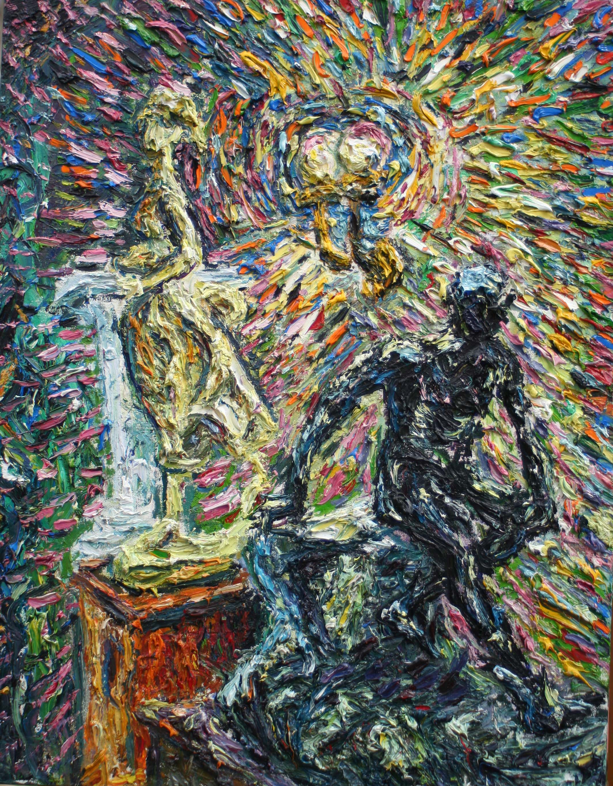 Statues in Hallway 28"x22" oil on canvas  1993