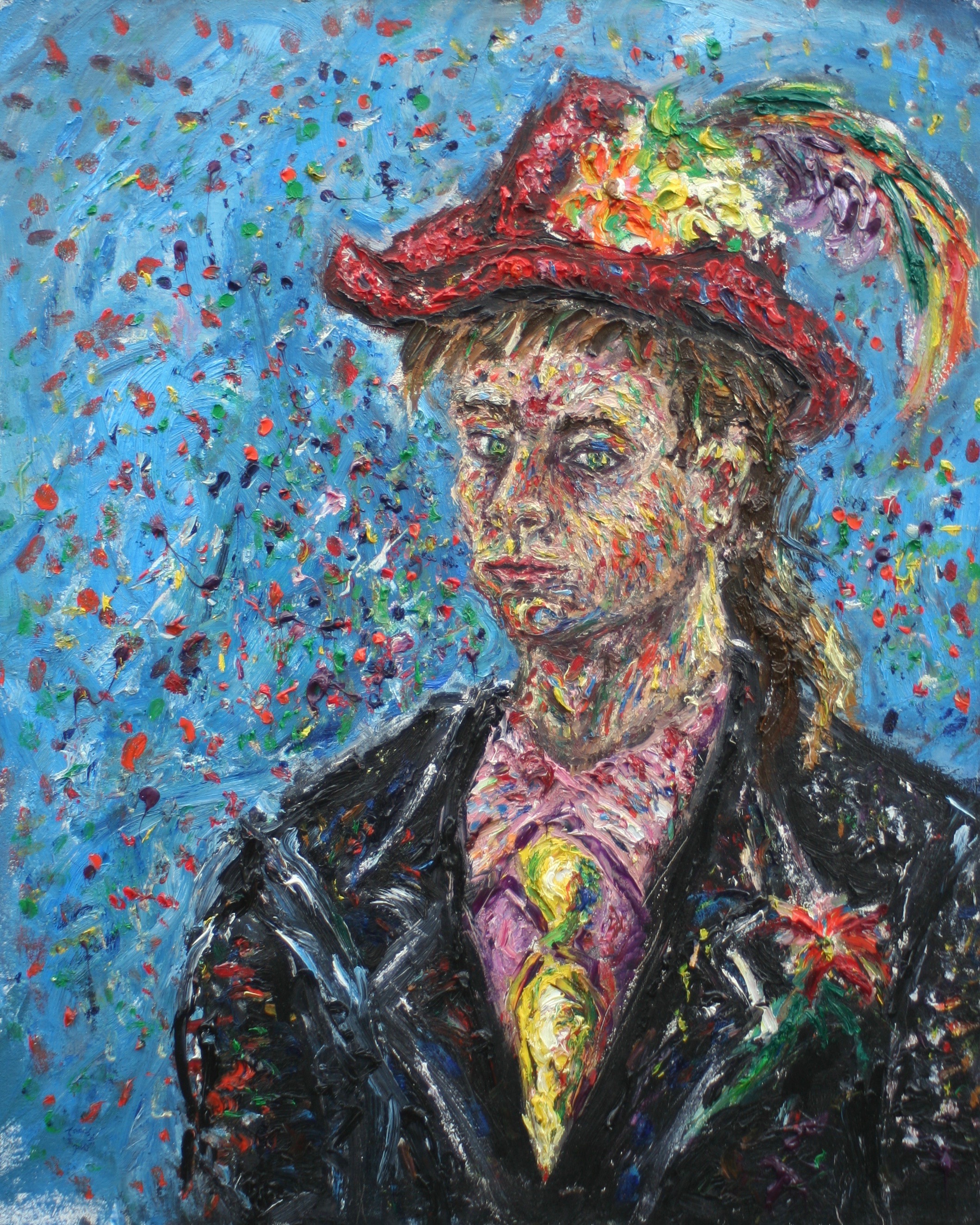 Self Portrait with Hat 30"x24" oil on canvas 1993