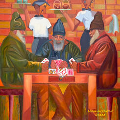 Modern Art Meets Cubism - The Three Card Players - Self-Portrait
