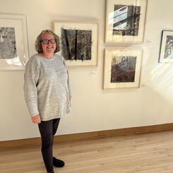 Bridget Z. Sullivan with her artwork at Blackrock Art Center, Germantown, Maryland