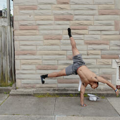 Brooklyn doing a cartwheel.