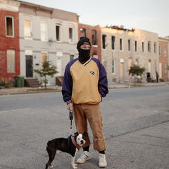 A man and his dog in Mount Clare.