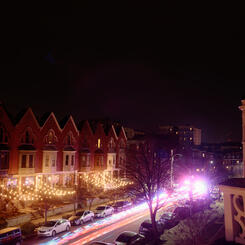 Baltimore County police cruisers converge on a stolen vehicle after a pursuit into the city.