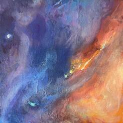 space in blue and orange