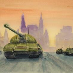 War Tanks Rolling Through the City