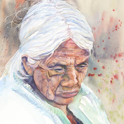 In Prayer watercolor by April M Rimpo