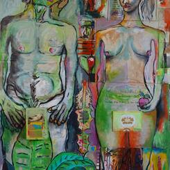 Adam and Eve 50 x 79 inches, collage - mixed medi on plywood,.jpg