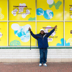 Installation at Lexington Market (detail of exterior windows)