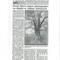 Denée Barr Solo Fine Art Photography Exhibit Nature of Things:  Transformations Within Nature Star Democrat Newspaper Article 2007 