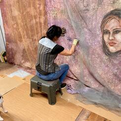 In Studio Shot for Fahimeh Vahdat Protest Performance: Cutting Off My Hair, Women, Life, Freedom Movement, 2022