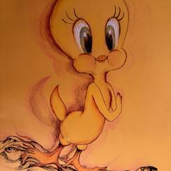 Tweety Bird, painted on the motel wall