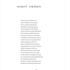 Night Heron (1 of 4), first published in American Poetry Review