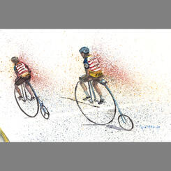 Synchronized Turning watercolor by April M Rimpo