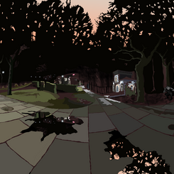 Park path, broken road