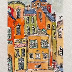 Watercolor Study ( Trastevere: Original picture by Francisco Fonseca )