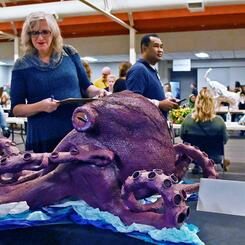 Jurying the MDE Recycled Sculpture Contest (Photo by Kim Hairston for the Baltimore Sun) 