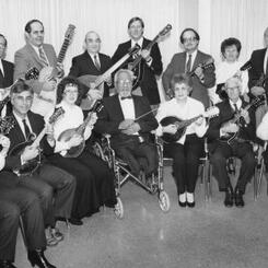 The Baltimore Mandolin Orchestra, ca. 1986, with director Benjamin Durant (center, front row)