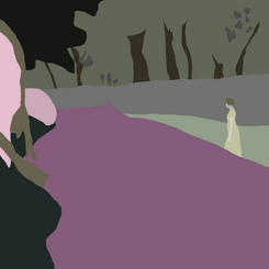 Screenshot of one moment in the work, A Stabilizing Loop, where layers of hand-drawn images have come together to form a scene, a pause before breaking apart and forming the next scene.