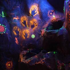 The Underworld set of The Boundary with bioluminescence.